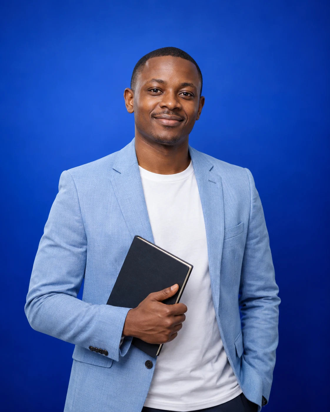 Brand founder with a notebook